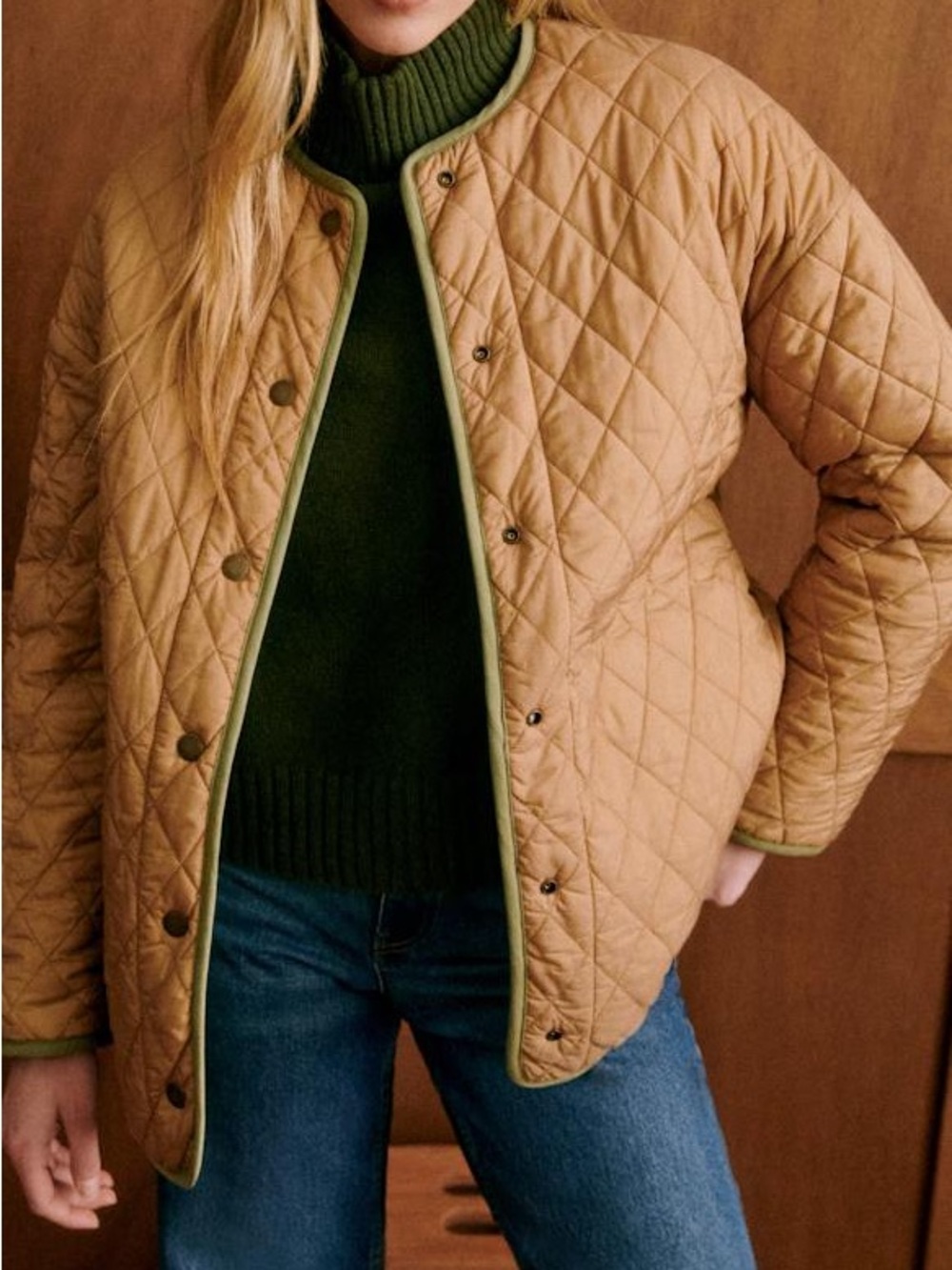 SEZANE Reversible Farel Jacket in Light Olive Green Size 34 Size 2 - Picture 4 of 14